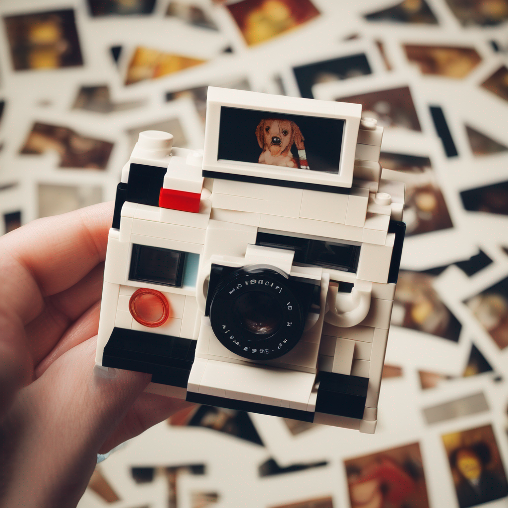 a lego Polaroid photo