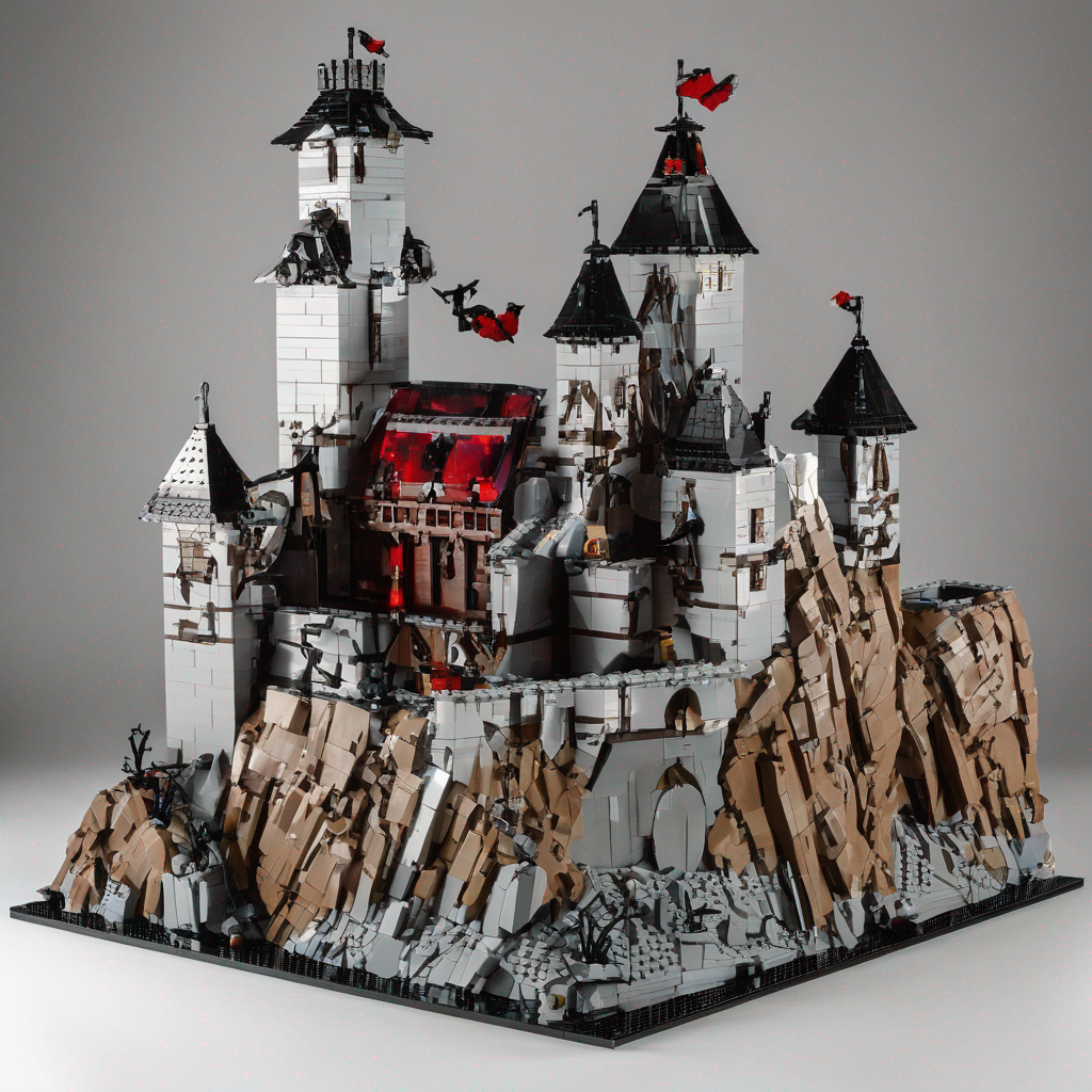 a lego model of dracula's castle