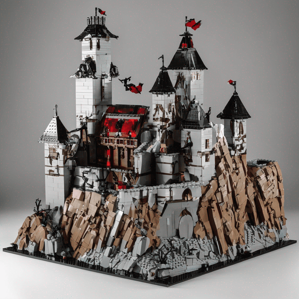 a lego model of dracula's castle