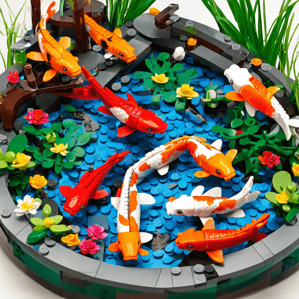 a lego koi pond